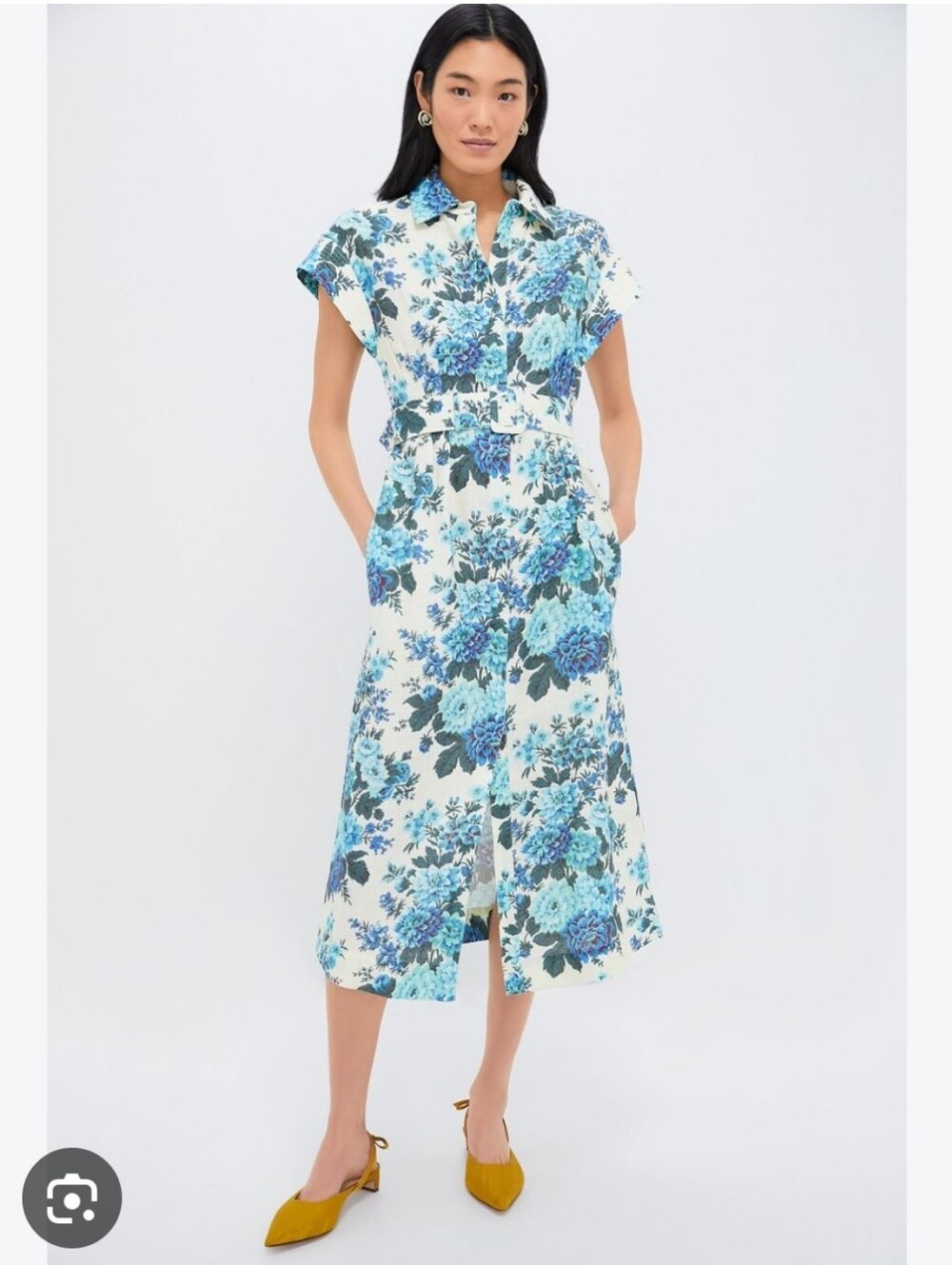 Tuckernuck Wild Zinnia Linen Chloe Belted Midi Dress